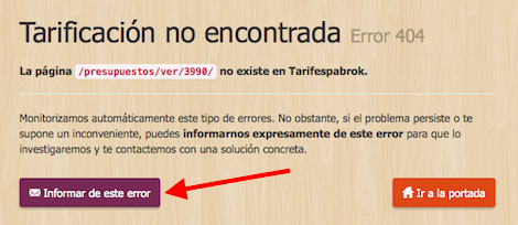 Mensaje de error